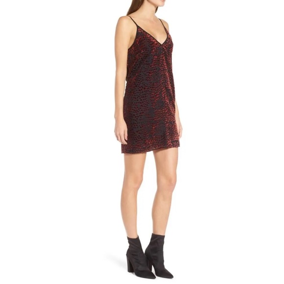 WAYF Nordstrom Velvet Red Dot Cowl Back Mini Dress Size M - Picture 4 of 8
